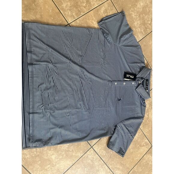 NWT RLX Ralph Lauren XXL 2XL Newport Navy Striped Wicking Polo Shirt  $110 - Picture 3 of 8
